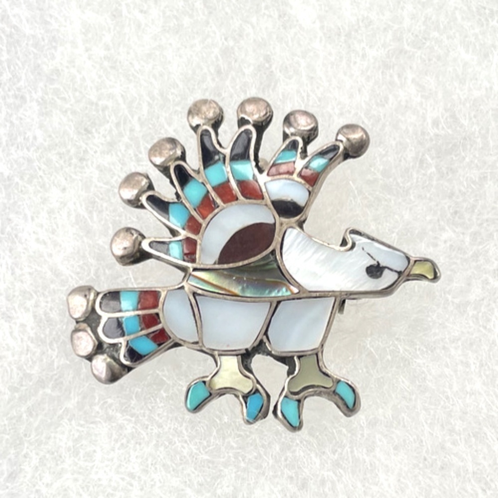 Zuni Eagle Brooch & Pendant w/ Abalone, Sterling and Turquoise